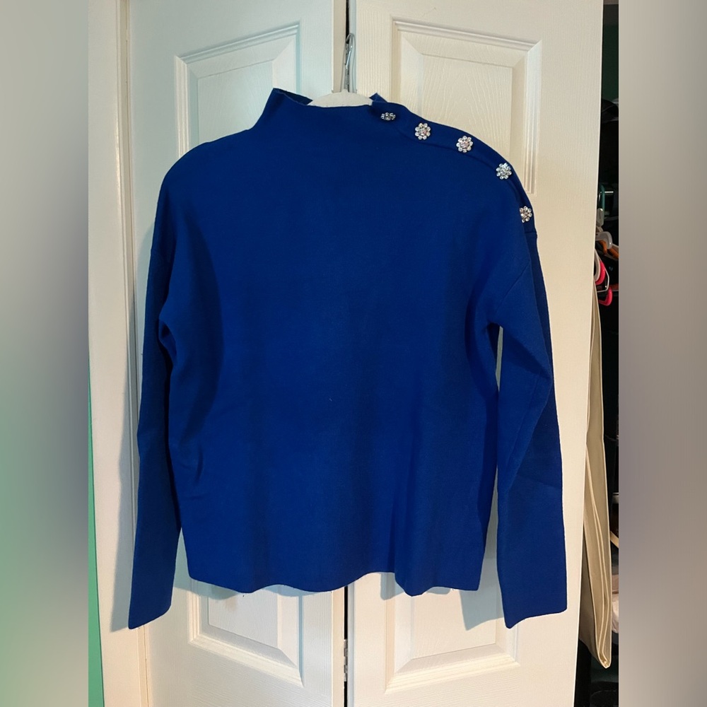 Tahari Mock Neck Embellished Sweater